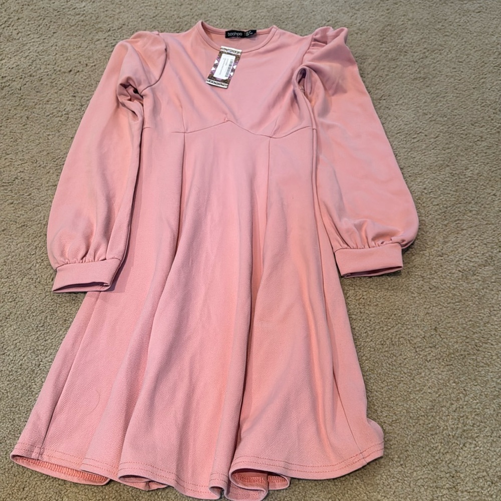 Empire waist pink long sleeve dress